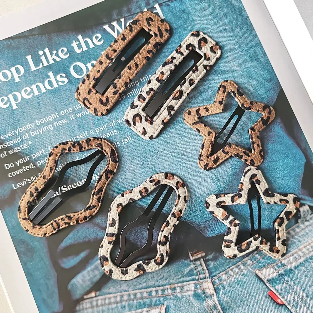 2PC أزياء ليوبارد BB دبوس الشعر الجانب السيدات إكسسوارات الشعر دبابيس الشعر للفتيات