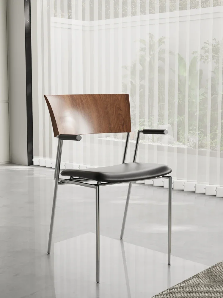 Italiano minimalista couro Home jantar cadeira, retro nórdico madeira maciça Designer, moderno luxo acessível