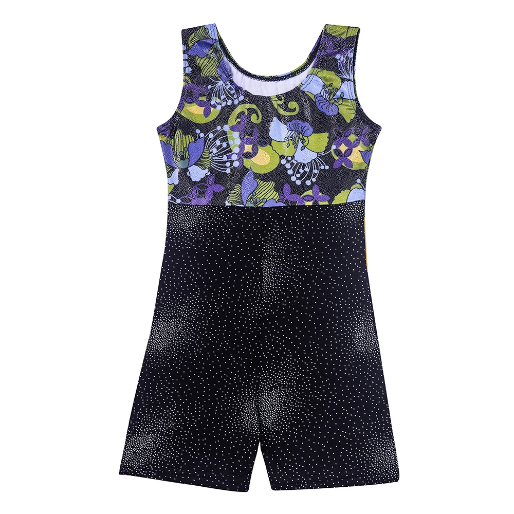 Leotard for Girls Gymnastics with Shorts Children Outfit Biketard Kids Practice Clothing Sleeveless Training Dancewear