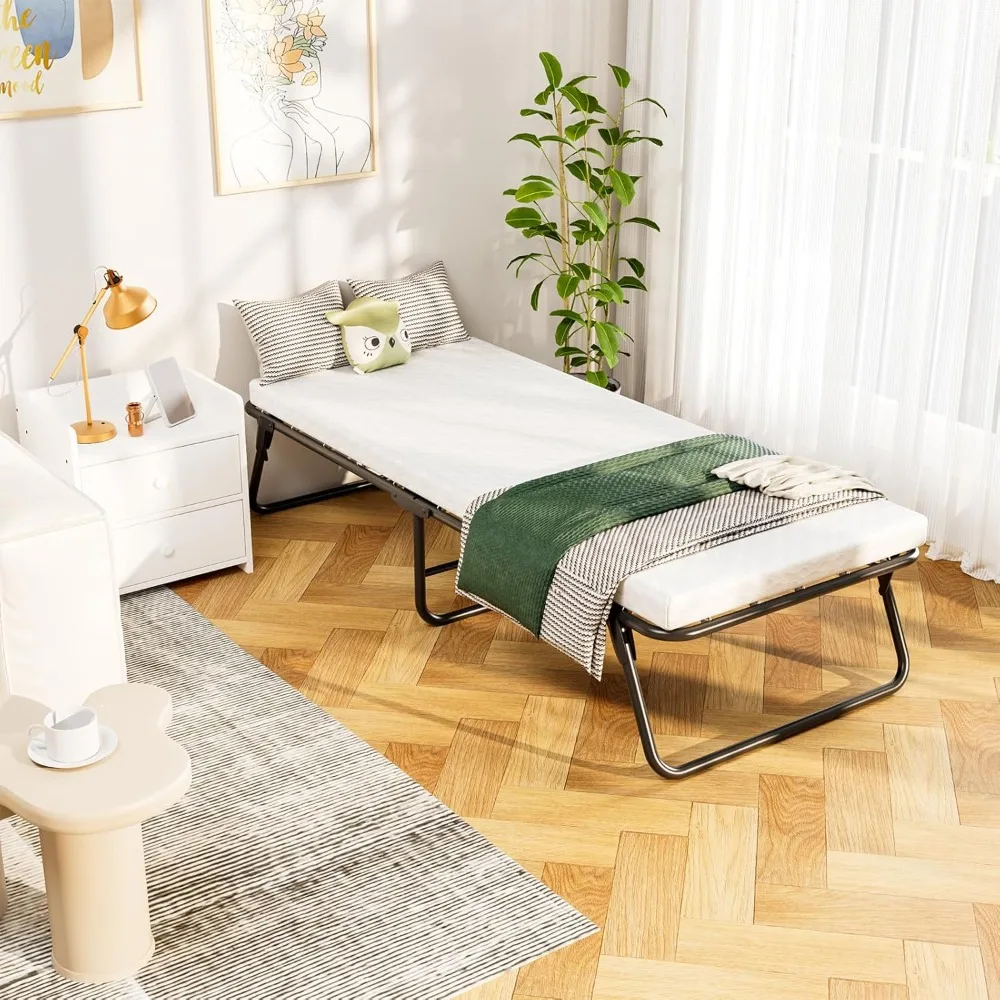 سرير قابل للطي، سرير قابل للطي مع مرتبة للبالغين، سرير قابل للطي، سرير محمول، إطار سرير معدني مع مرتبة إسفنجية الذاكرة، ضيف #2