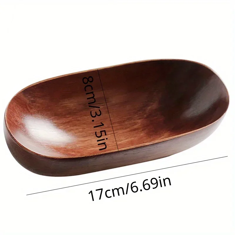 Wooden Napkin Holder, Boat-shaped Kemu Rectangular Pastry Plate, Solid Wood Small Tray, Sushi Plate, Dried Fruit Plate view 2