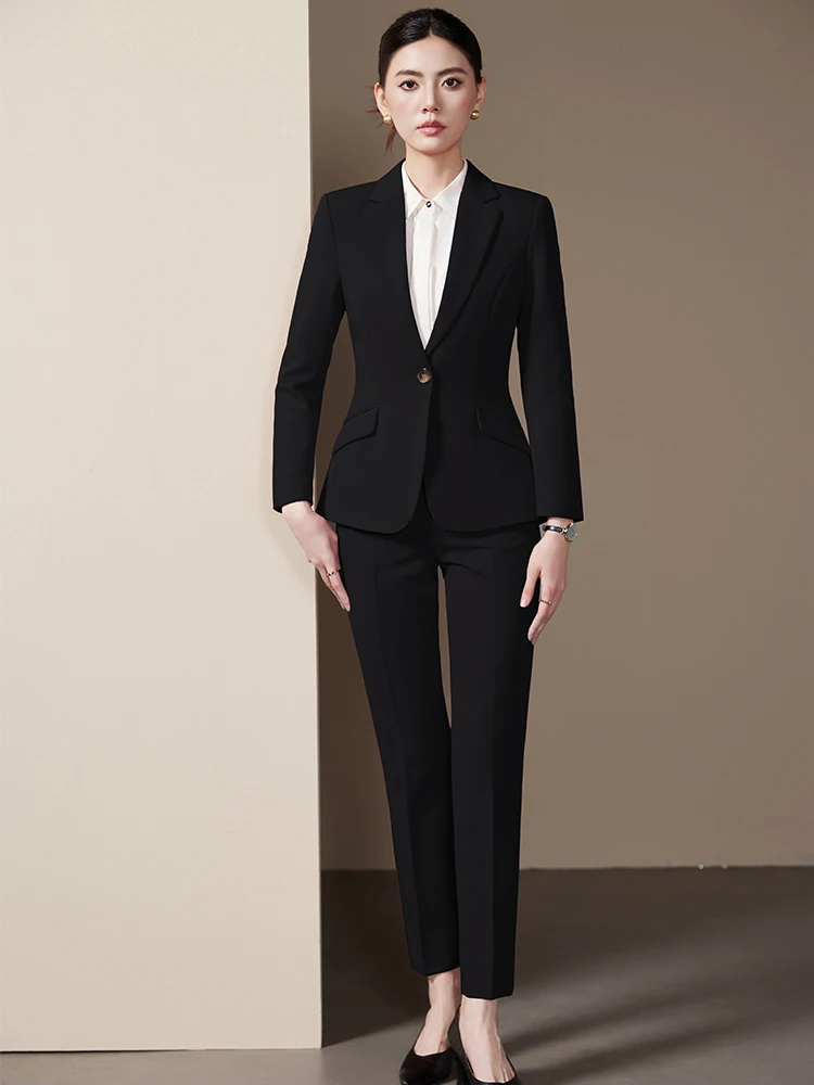 Vermelho cáqui preto senhoras calça terno feminino 2 peças conjunto formal blazer e calças