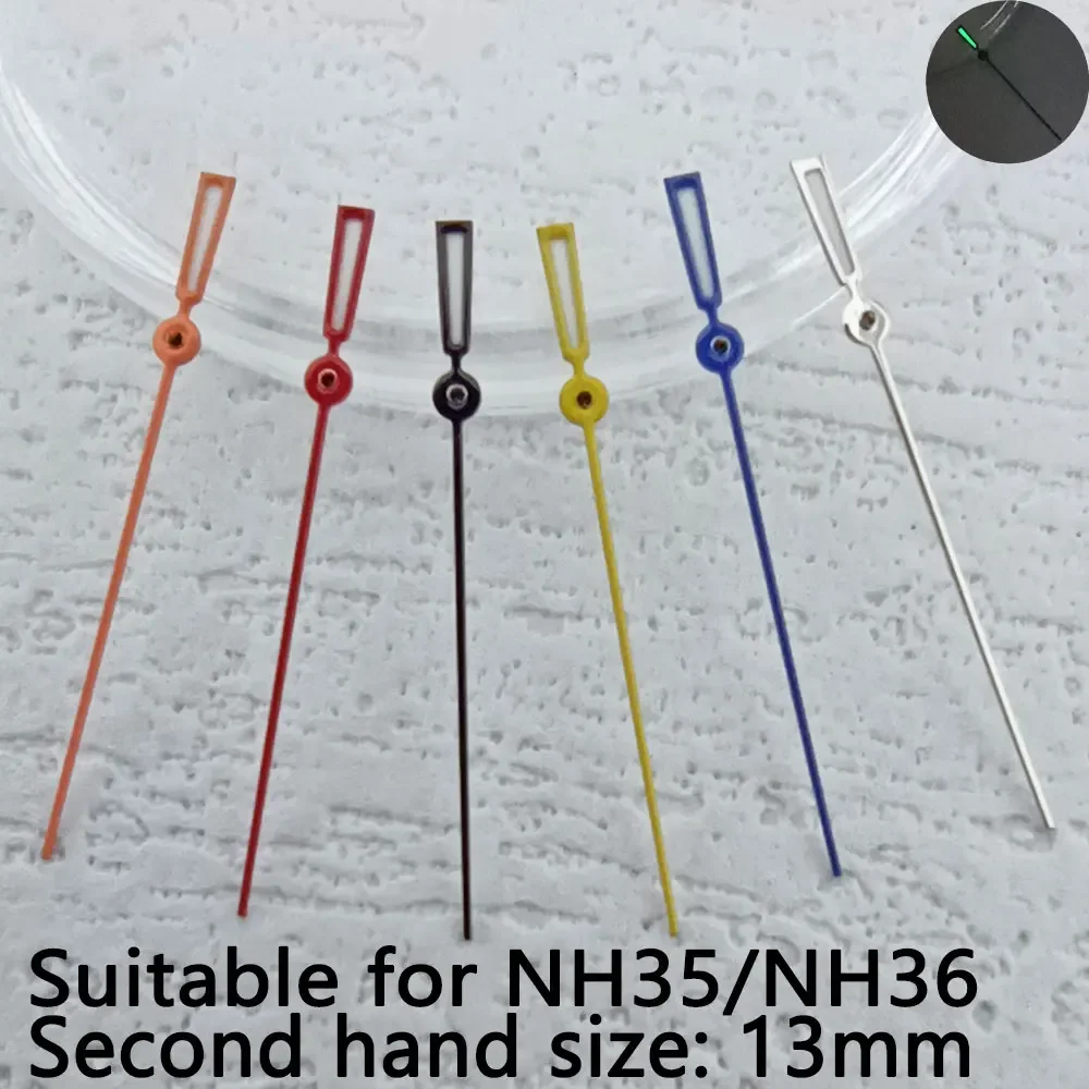 อะไหล่นาฬิกา13มม. เข็มเรืองแสงสีเขียวสำหรับ NH35/NH36ชิ้นส่วนอะไหล่นาฬิกาสำหรับการเคลื่อนไหว