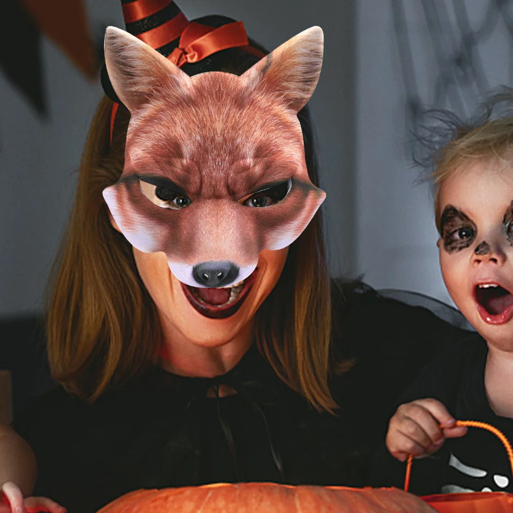 

2Pcs Eva Fox Masks Lightweight Breathable Fox Costume Mask Set Halloween Face Mask Cosplay Animal Masks for Adults