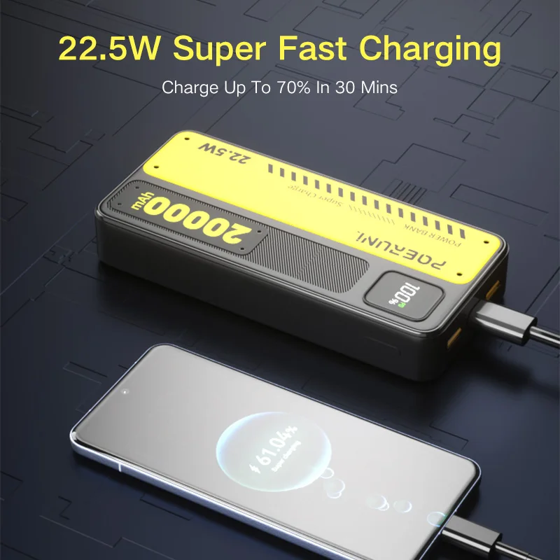 CHICNOD 20000mAh Power Bank High Capacity Powerbank 22.5W Fast Charging Portable Battery Charger For iPhone Samsung Huawei New
