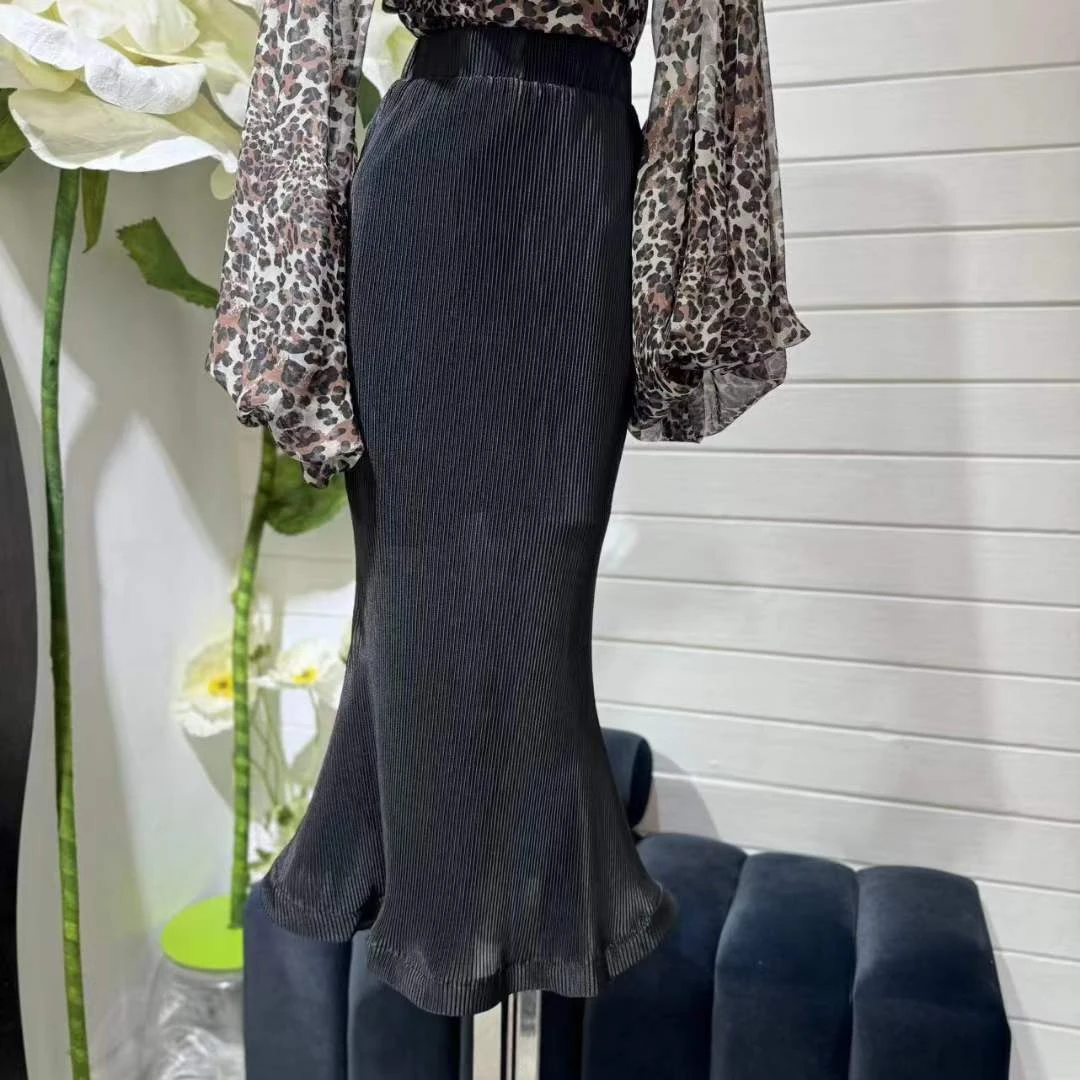 

Новая летняя модная юбка-русалка с высокой талией, эластичная, облегающая, однотонная, в корейском стиле Дондэмун, для женщин