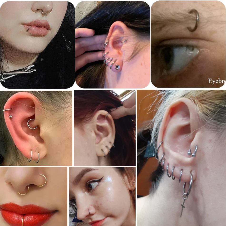 1/5PCS Titanium Segment Nose Rings Gold Color Body Clips Hoop For Women Men Conch Helix Cartilage Rook Earring Piercings Jewelry