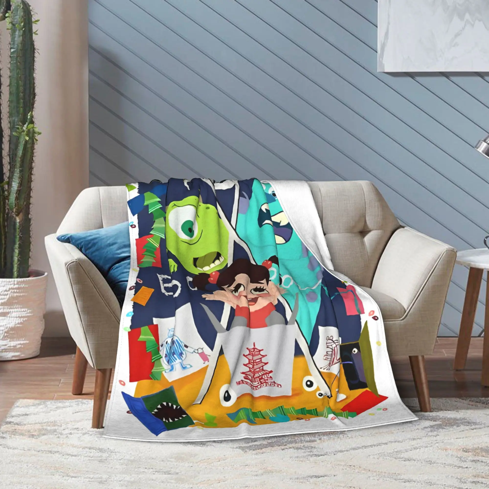 Monsters Inc. Sullivan Boo الفانيلا البطانيات مضحك الكرتون مضحك رمي بطانية لحاف 125*100 سنتيمتر الدافئة