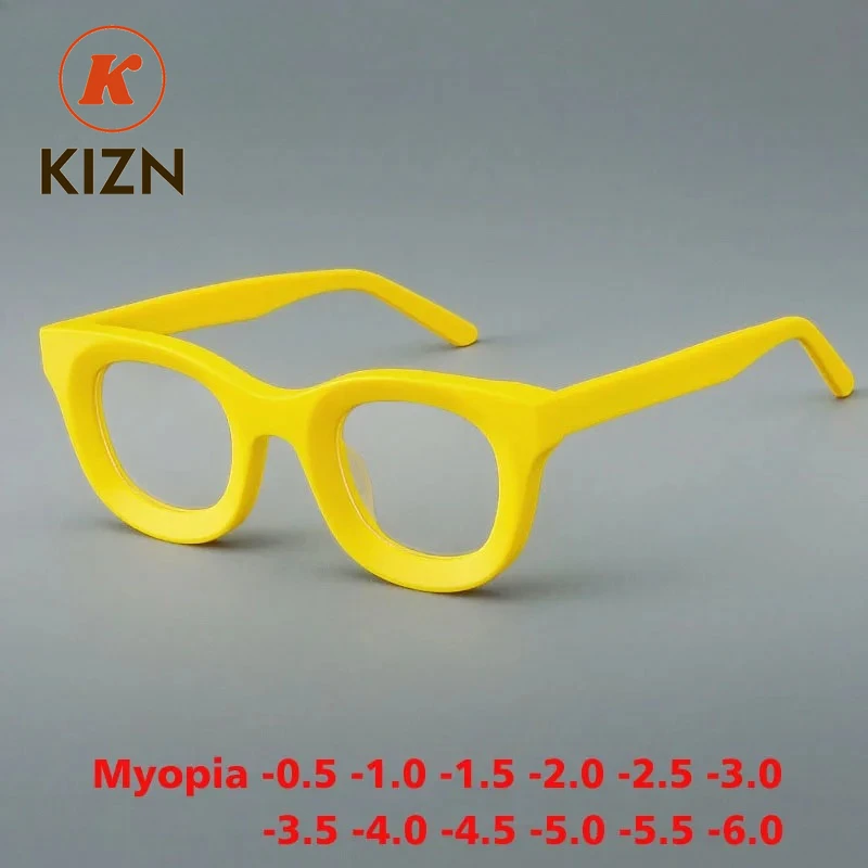 

KIZN 2025 новые ацетатные очки для близорукости, женские оправы в стиле ретро «кошачий глаз», анти-синий свет, очки по рецепту, очки на заказ от -0,5 до -6,0