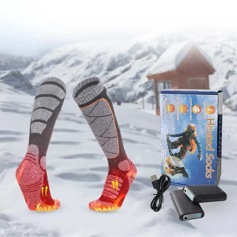 

Winter Warm Charging 3.7V Heated Women Stocking Outdoor Battery Powered USB Heated Skiing Socks