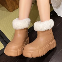 Winter Women Plush Snow Boots Furry Soft Warm Outdoor Waterproof Shoes Thick Sole Non Slip EVA Slip-on Casual Ankle Boots 35-40