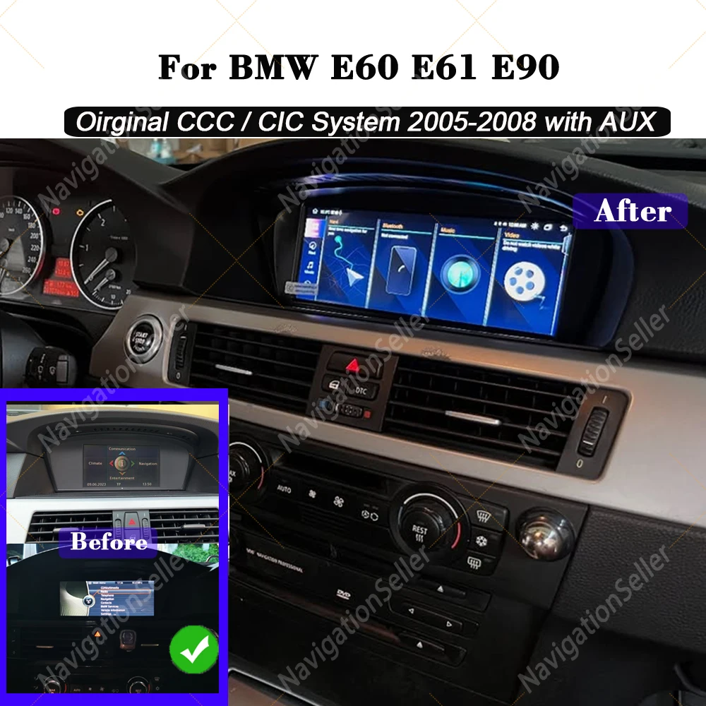 

Android 15 Wireless Carplay IPS Screen For BMW 3 5 Series E60 E61 E62 E63 E90 E91 E92 Car Radio Multimedia Player Stereo GPS 4G
