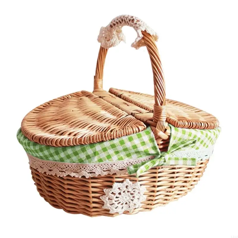 2025 Baru Handwoven Willow Storage Basket Ramah Pengguna Membalik Desain Top Portabel Penyelenggara Untuk Aktivitas Luar Ruang