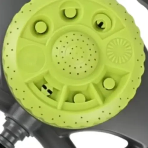 Rotating Lawn Sprinkler with 8 Spray Patterns Coverage 79m2 Area 10m Diameter Plastic Construction Black Green