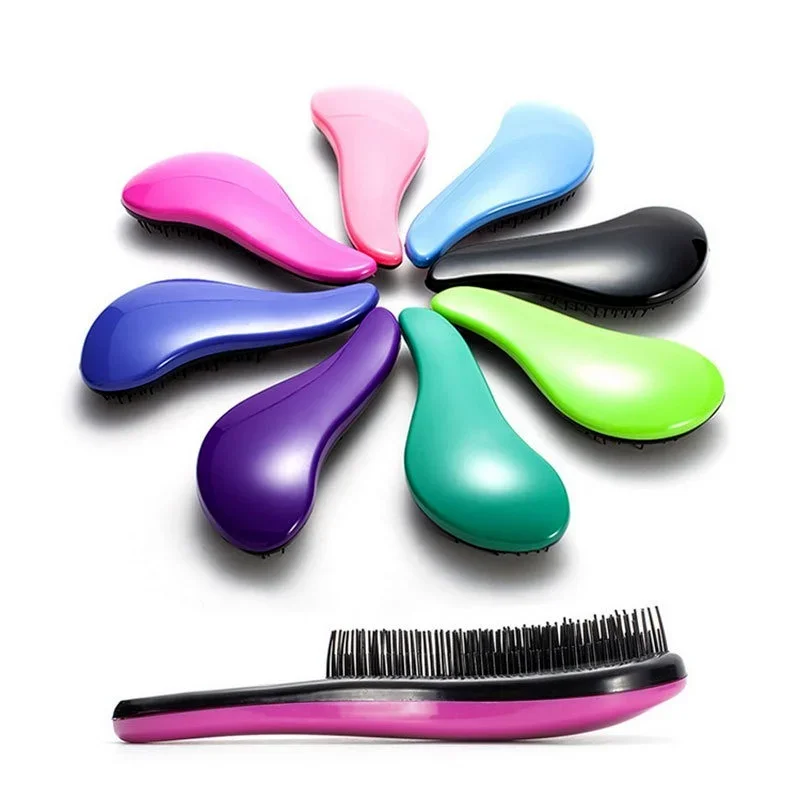 Candy Color Magic Anti-static Hair Brush Handle Tangle Detangling Comb Shower Electroplate Massage Comb Salon Hair Styling Tool