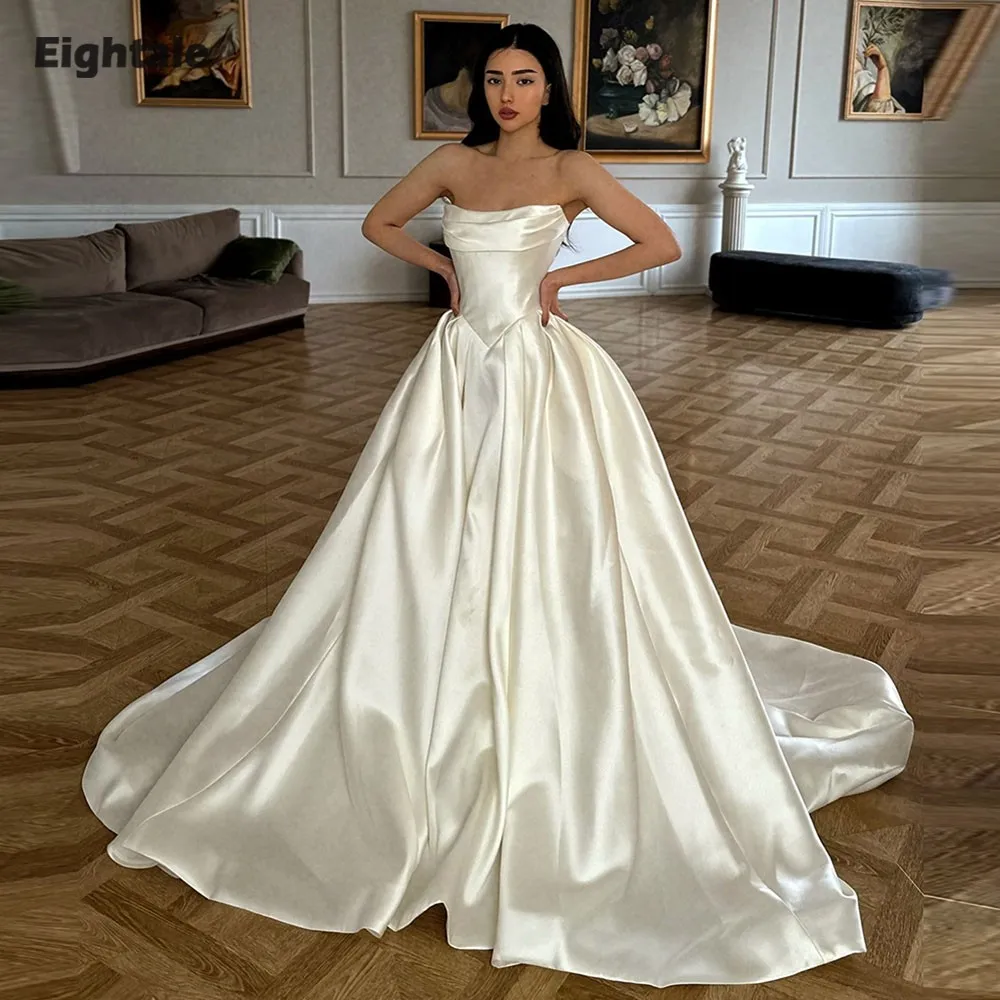 

Арабское свадебное платье Eightale, индивидуальный пошив, цвет слоновой кости, с вырезом «сердечко», мусульманское, фасон А-силуэт, для невесты, вечернее платье принцессы