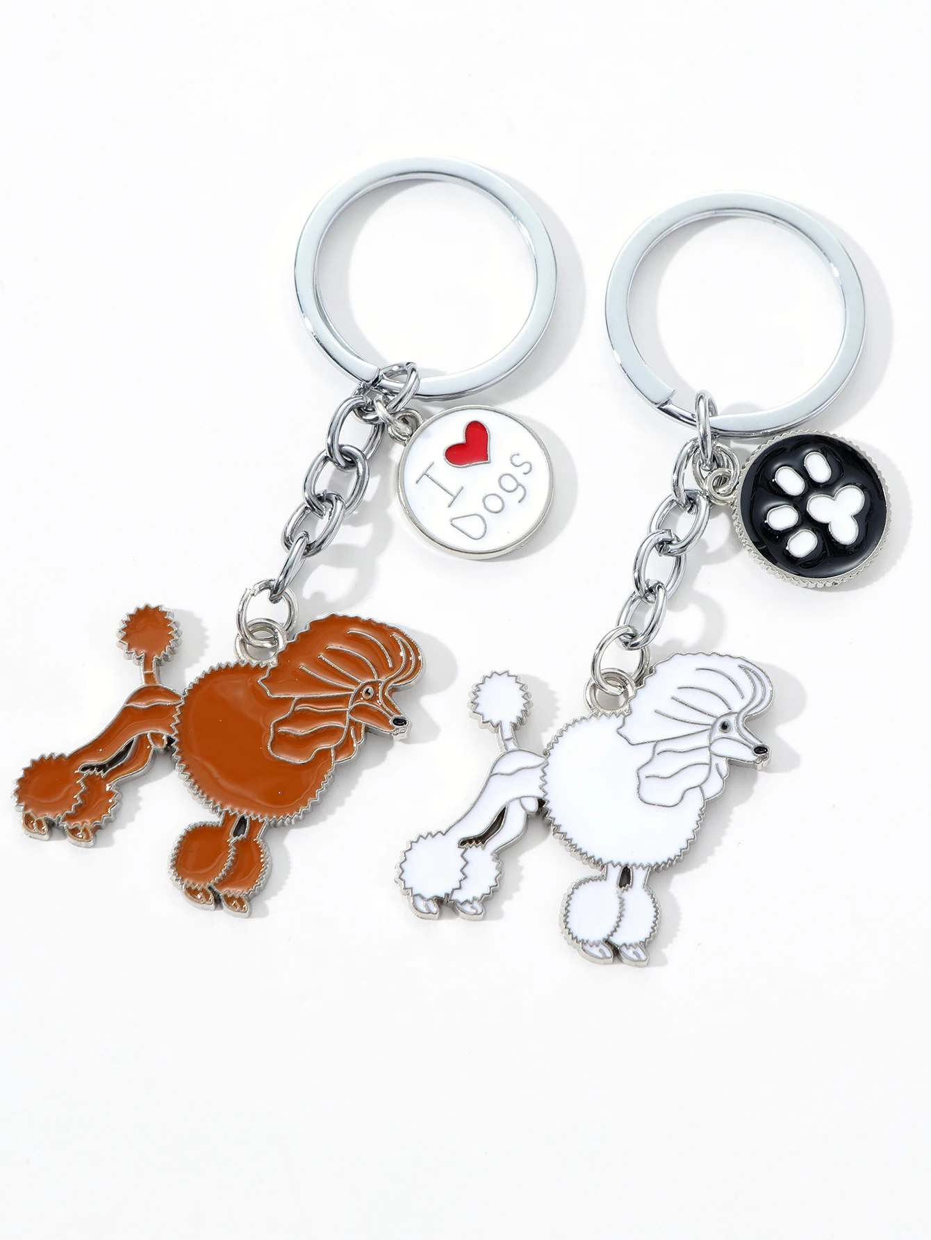 1PCS Alloy Car keyring Poodle Dog Keychain Cute animal Cartoon pet Keychain dog Gift For lovers Jewelry