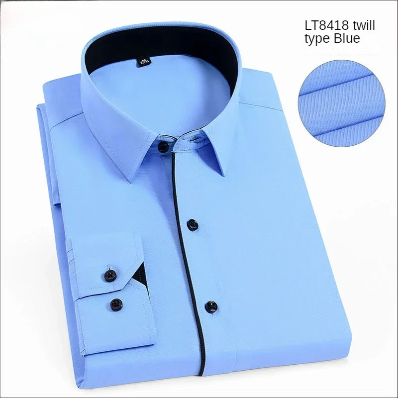 Trim Pure White Shirt for Men\'s Suits Business Casual Undershirt Long-Sleeved Shirt for Spring/autumn Business Slim Fit Shirts