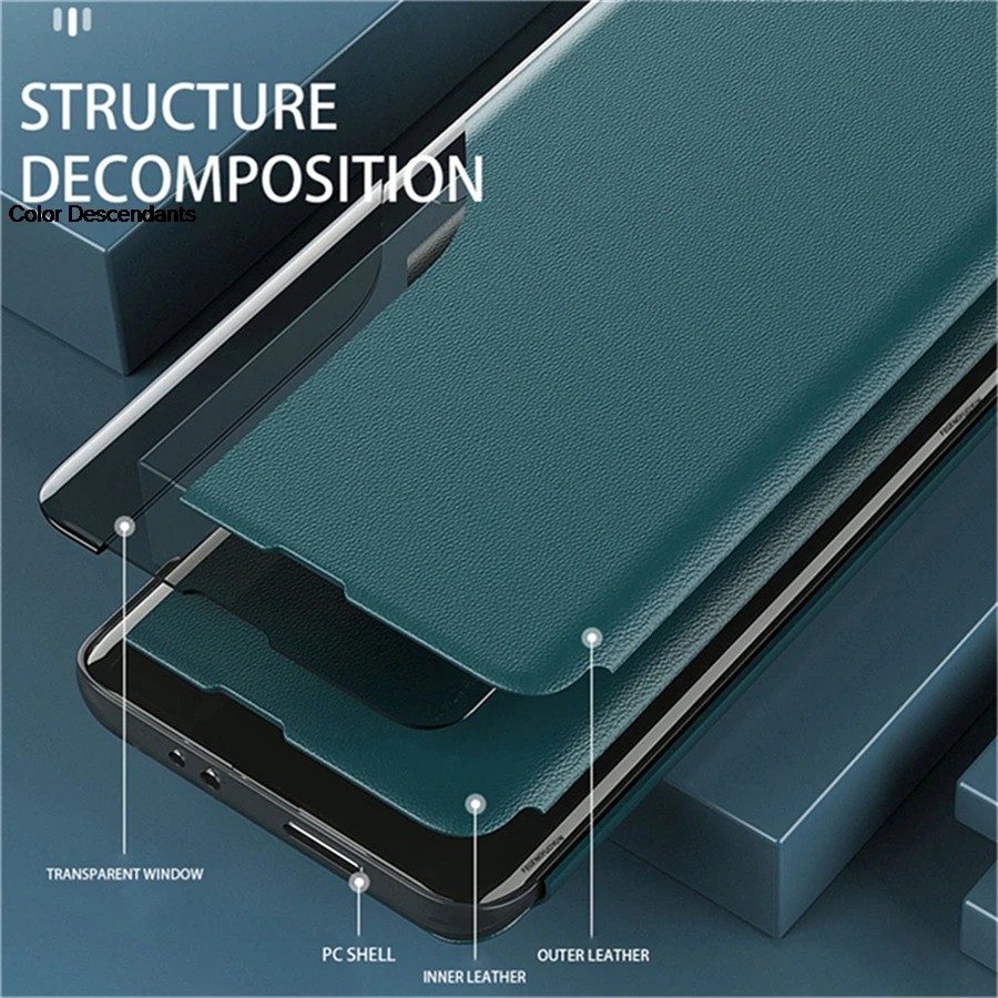 Smart Window View Flip Cover For Samsung Galaxy A55 Case A35 A25 S24 Ultra A 55 S 24 Plus SM-A556B/DS Magnetic Leather on Shell