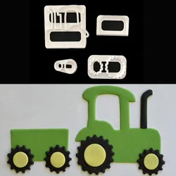 4Pcs/set Tractor Car Shaped Fondant Biscuit Cutting Molds Cookie Mould Tools Cake Decorating Candy Tools Sugar Printing Die Mold