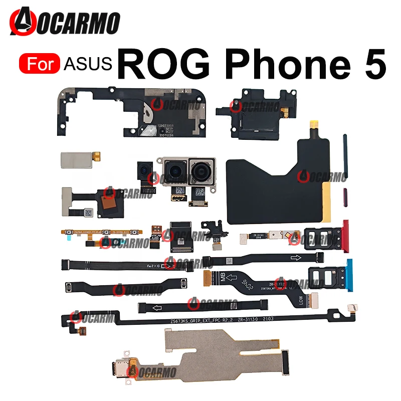 For ASUS ROG Phone 5 ZS673KS Rog5 Mainboard Connect Small Board Fingerprint Fan NFC Power Fingerprint Vibrator Motor Flex Cable