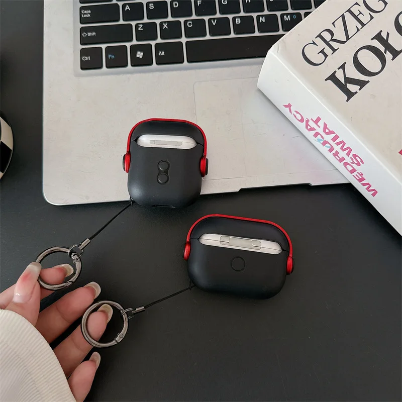 ハローキティ-AirPodsPro 2用の黒いシリコンケース,女の子と女性用のBluetoothヘッドセット保護