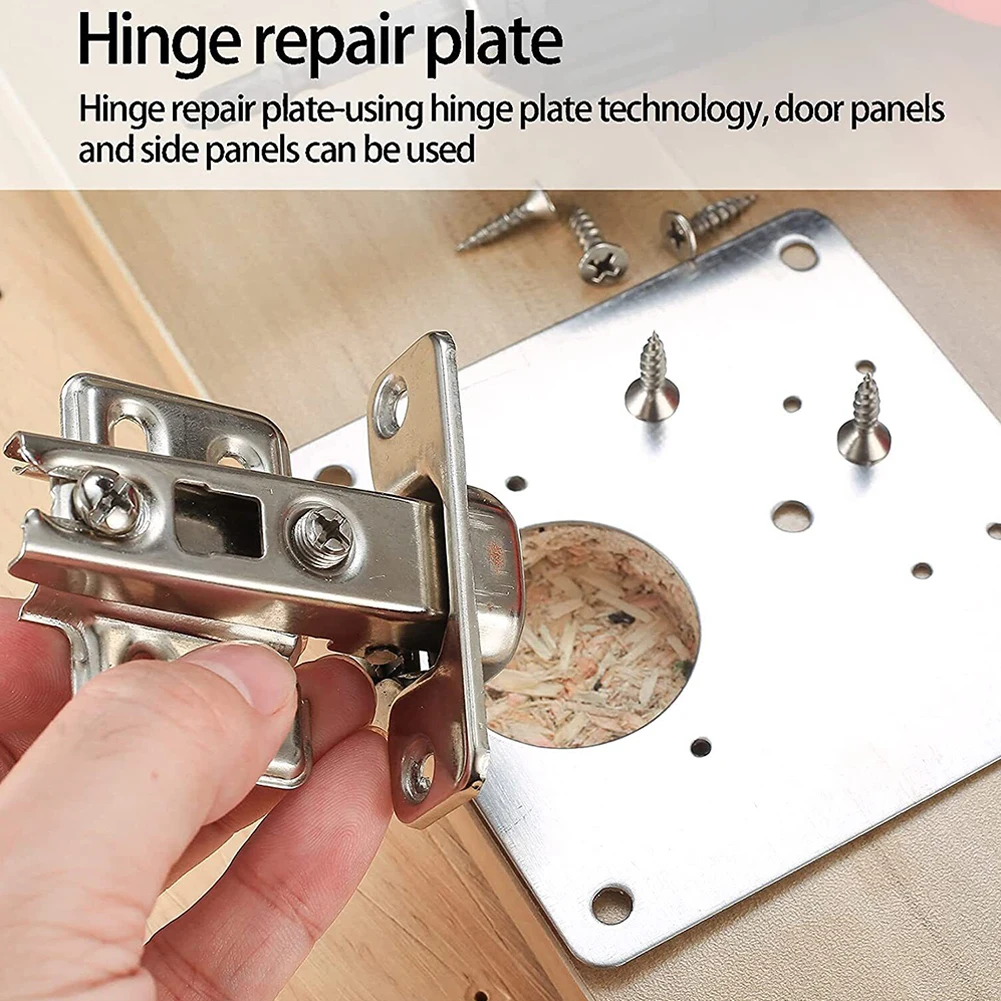 Cabinet Tool Hinge Repair Plate 90*90mm 3.5*3.5in Attractive 1 2 4 10 Pcs Drawer Firm For Door Stainless Steel