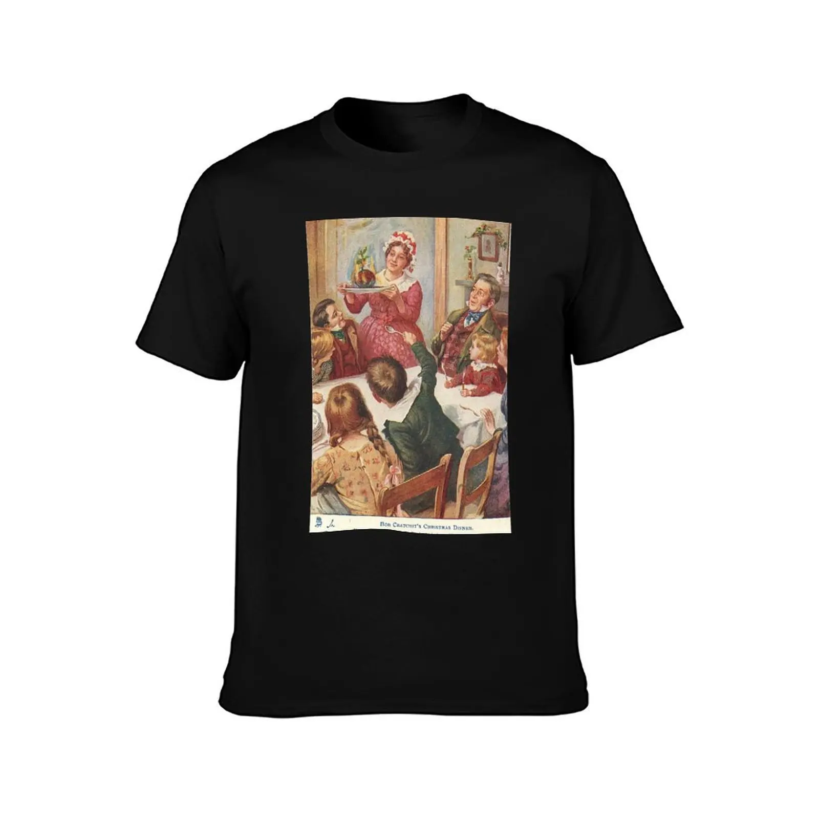 Bob Crachit's Christmas Dinner Vintage Christmas Postcard (1905) T-Shirt t shirts for man graphic tees T-Shirt