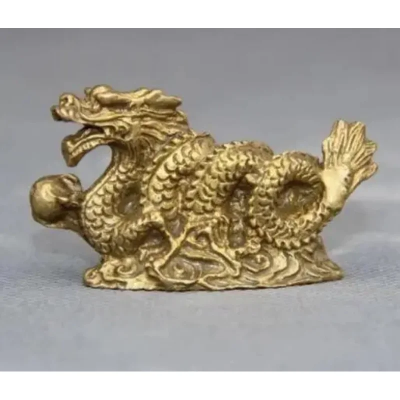 FengShui Chinese Zodiac Dragon Statue, Bronze and copper Support, Sculpture