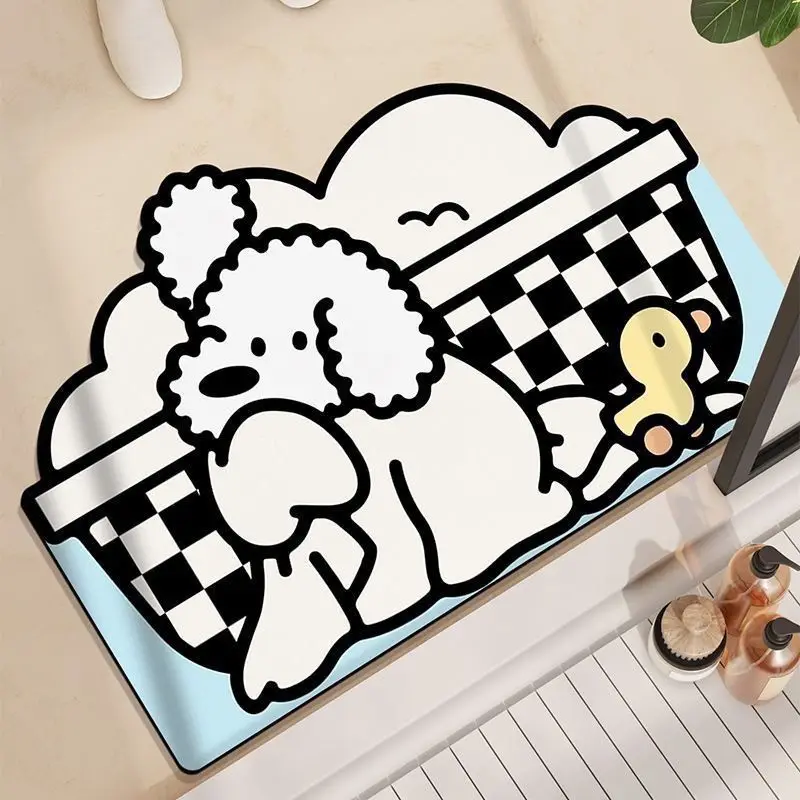 VIKAMA Pink Cherry Blossom Floral Bath Mat Water Absorbent Non Slip Bathroom Non Slip Backing Home Organization Home Decor