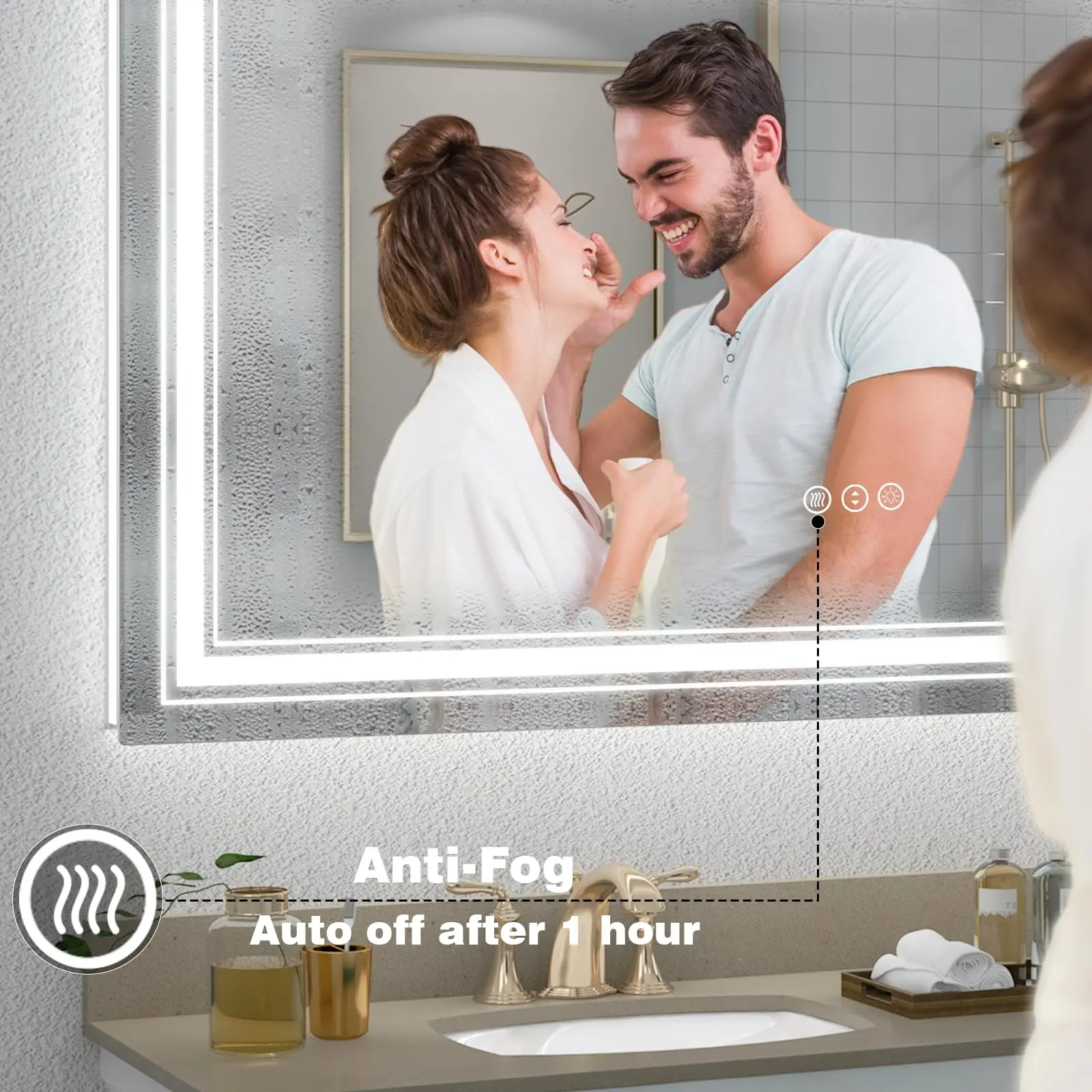 SH.KL Bathroom LED Mirror, Vanity Mirror with Lights, Backlit and Front lit Mirror for Wall, Dimmable, Anti-Fog