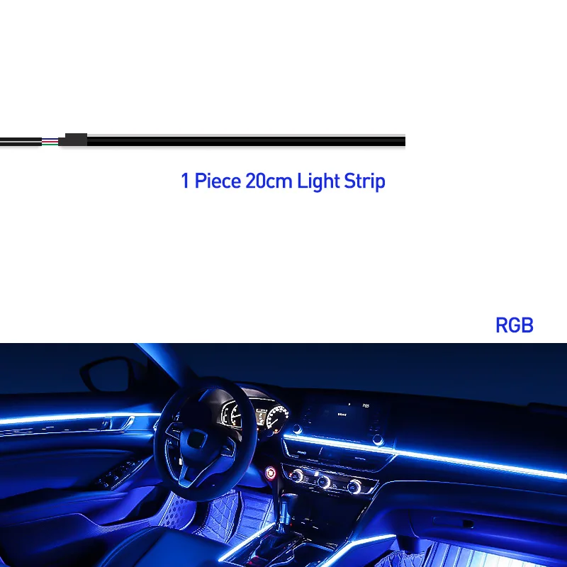 Zubehör für Auto-Umgebungslicht, Acrylstreifen, 110 cm, 90 cm, 75 cm, 35 cm, 20 cm, volle Farben, RGB-Auto-Innenraum, Bluetooth-App-Steuerung