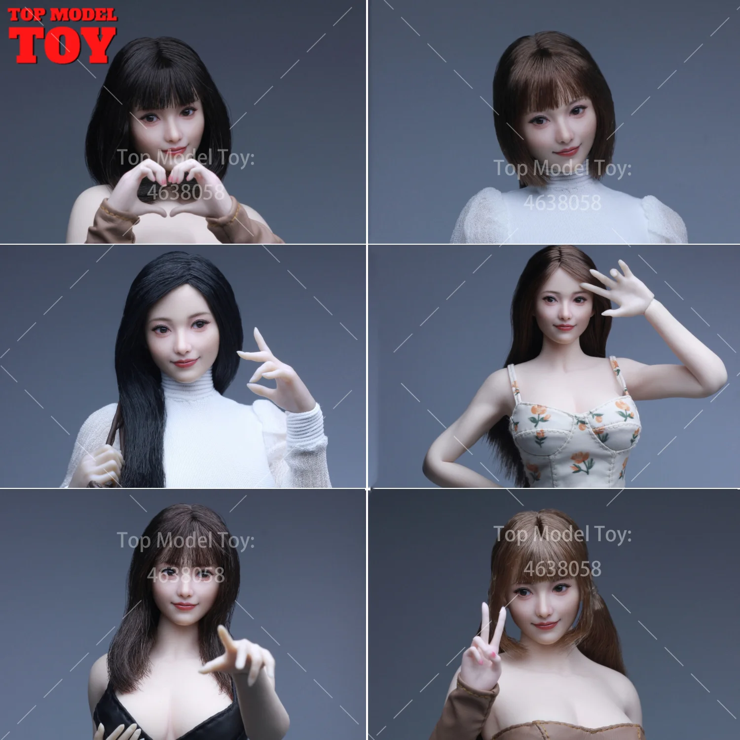 

Z6TOYS ZC021 1/6 Asian Smiling Beauty Moveable Eyes Head Sculpt PVC Model Fit 12'' Female Soldier Action Figure Body Dolls