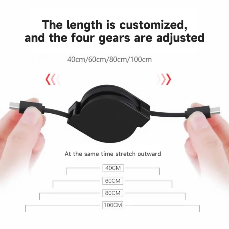 2 w 1 60W podwójny kabel do ładowarki typu C uniwersalny teleskopowy kabel USB C do szybkiej ładowarki chowane kable ładujące do — zdjęcie 5