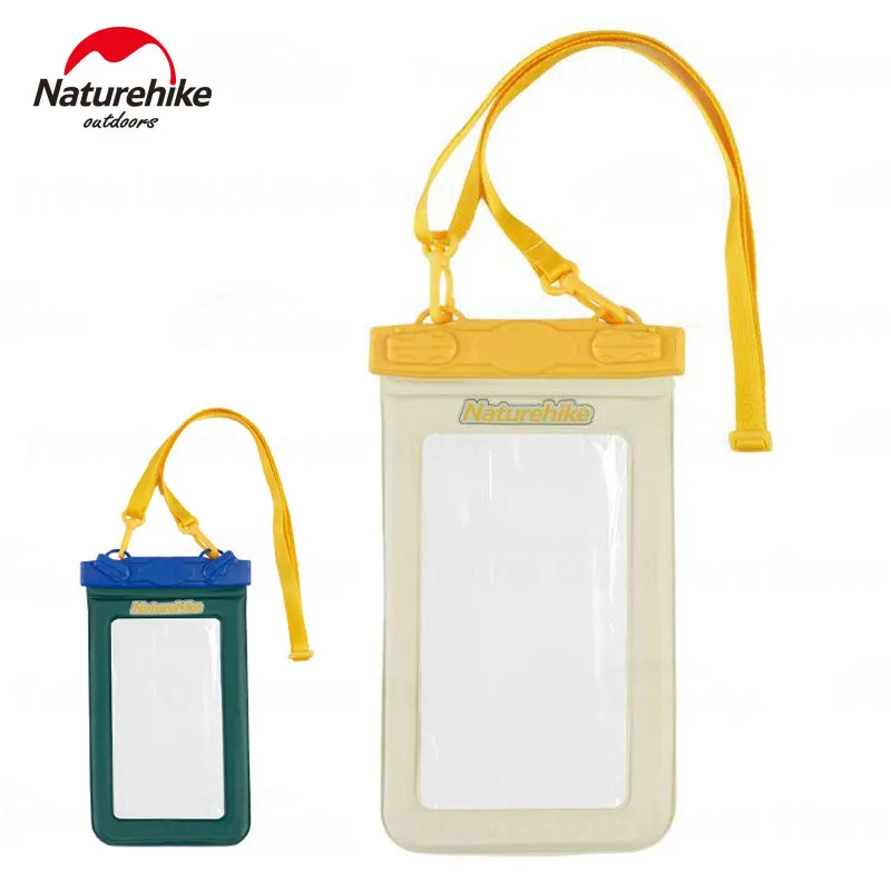 Naturehike ว่ายน้ําโทรศัพท์กระเป๋ากันน้ํา PVC ปิดผนึกกระเป๋ากันน้ําหน้าจอสัมผัสแขวนคอชายหาดตกปลามินิกระเป๋ากันน้ํา