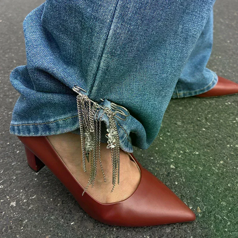 New Fashion Tassel Pants Ankle Chain For Women Foot Chains Jeans Jewelry Trouser Leg Decorative Clothing Accessories