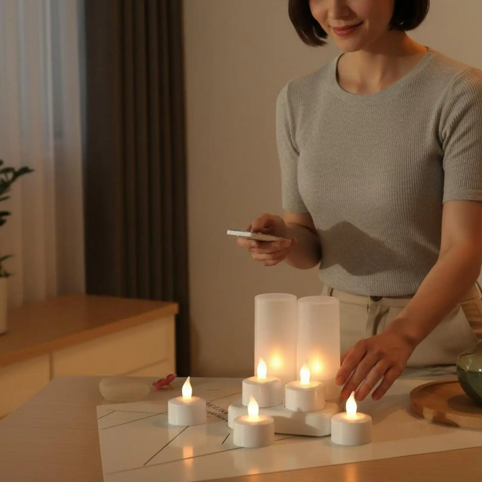 Rechargeable Electric Candle Lamp Flickering Flame ABS Plastic Battery Operated for Romantic Dinner Table Decoration and