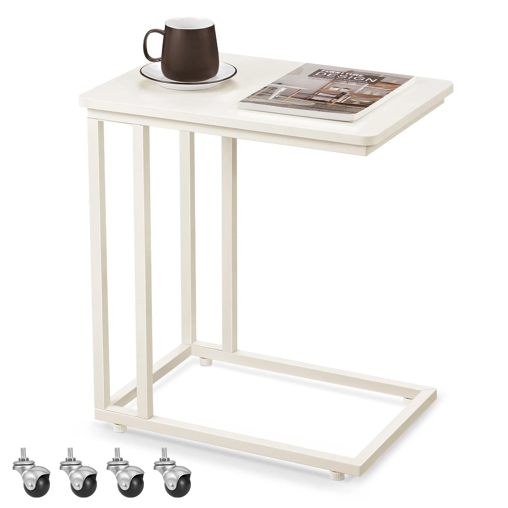 VASAGLE side table (1-St), with castors, C-shape, mobile coffee table, 35x50x60 cm