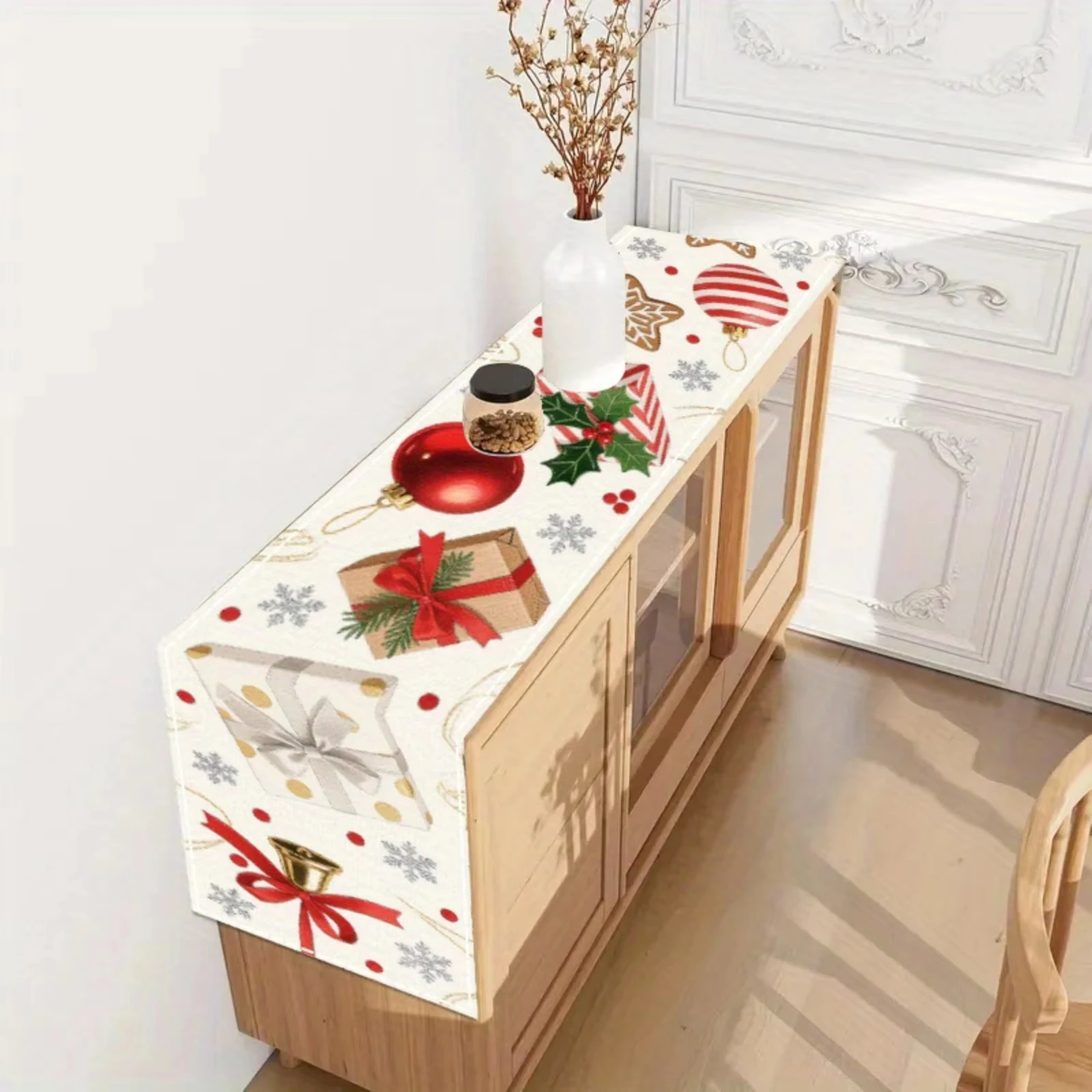 زينة عيد الميلاد الجدول عداء الثلج الزنجبيل الرجال و قصب الحلوى تصميم السنة الجديدة ديكور مفرش طاولة الجدول مسار