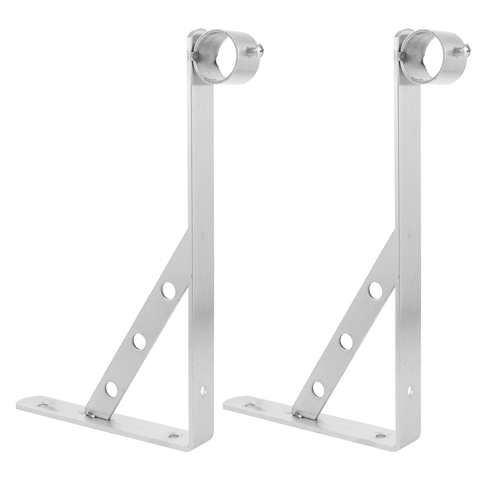 

2 Pcs Clothesline Pole Bracket Stainless Steel Drying Rack Curtain Rods 10 Inch Single Circle 25 Tube Wall Mount Closet Bar