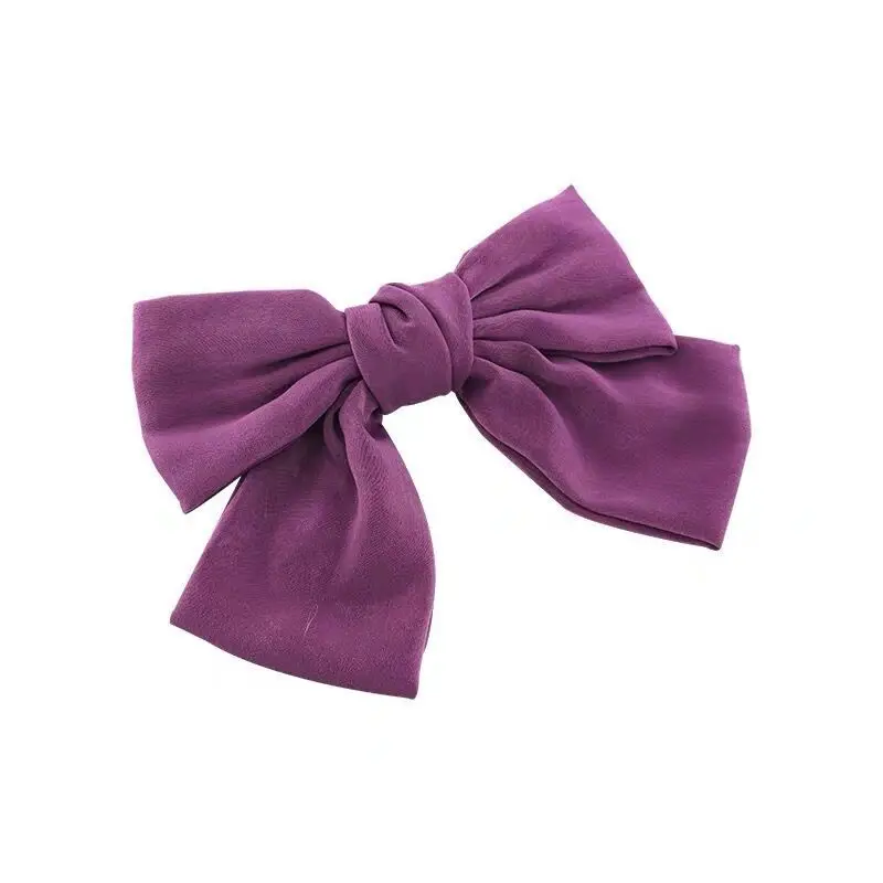 Korean Simple Temperamental Girl Gentle Hair Accessories Vintage Purple Bow Ribbon Grip Factory Wholesale