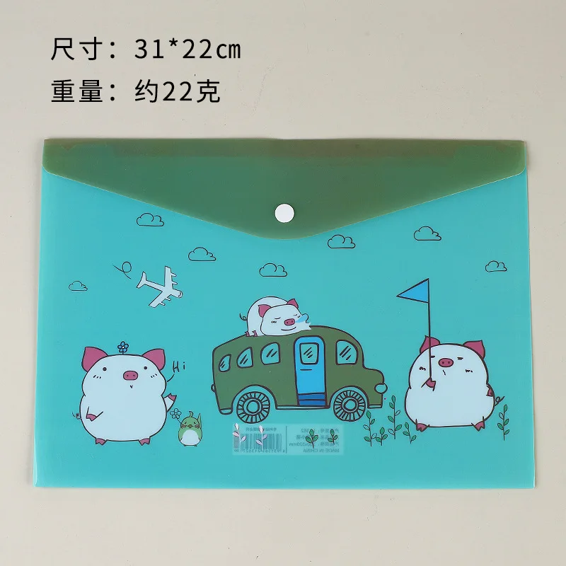 แฟ้มใส่เอกสารลายการ์ตูนสัตว์น่ารัก A4 แบบกระดุมแป๊ก ทำจาก PVC ใช้ใส่ปากกา ใส่เอกสารสำนักงาน 1 ชิ้น