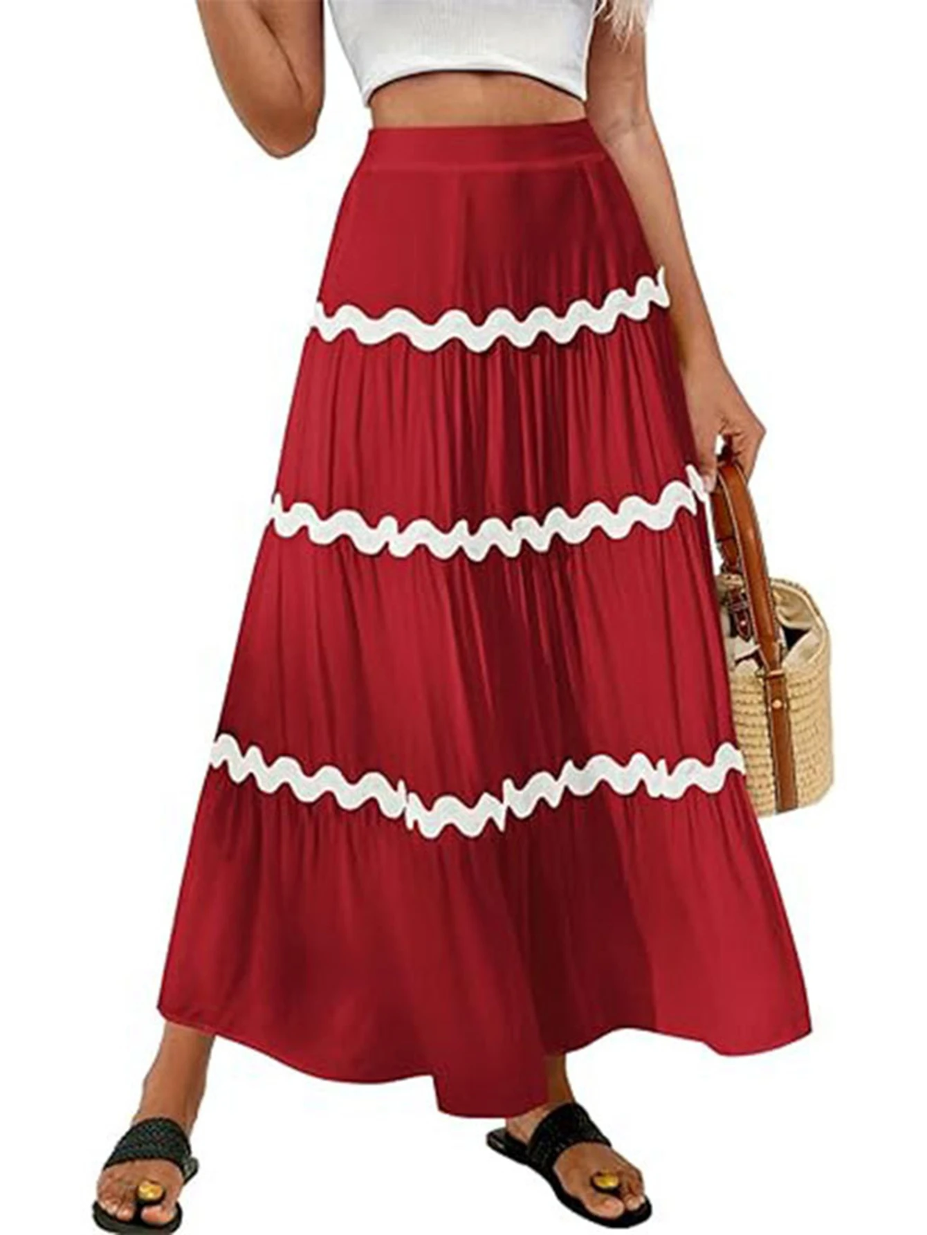 

Women Skirt Summer Pleated Long Skirt for Women High Waisted Female Skirts