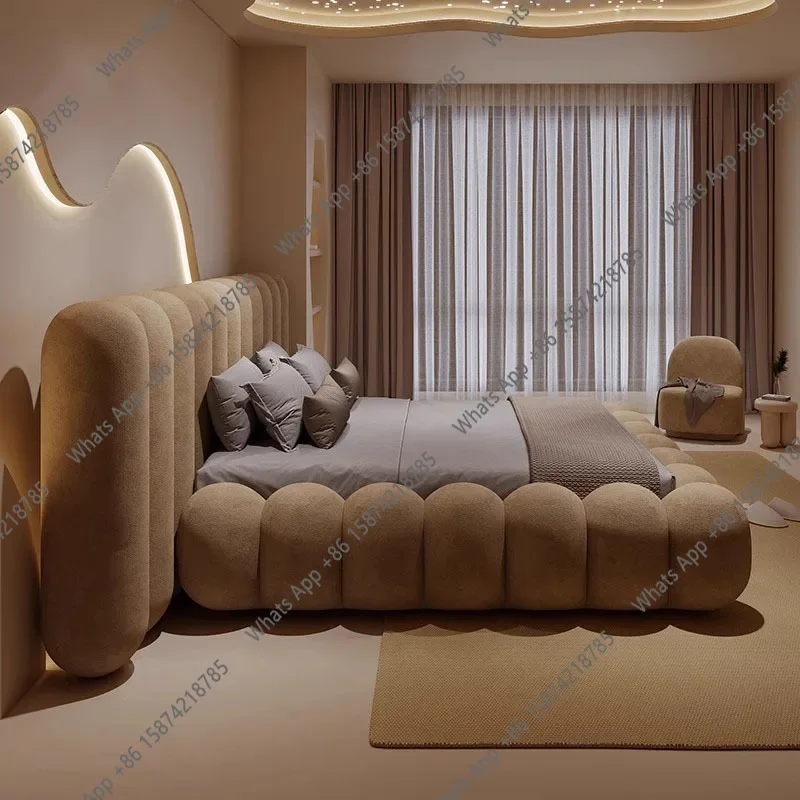 N63 Cama Grande Confortável e Aconchegante, ideal para Salão, Descanso e Dormir, com Proteção Solar Transparente, Cama de Madeira para Hotel, Beliche Italiano, Mobiliário de Suíte Lounge