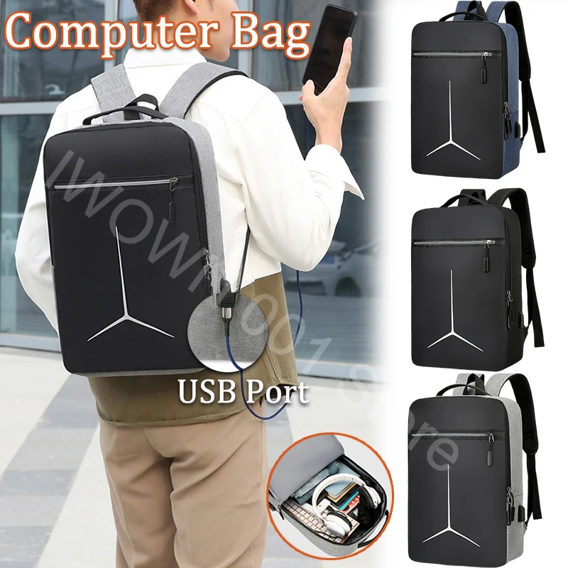 Fashion Business Men's Commuter Computer Shoulder Bag Drop-proof Laptop Backpack Waterproof Travel Bag Nylon Material With USB