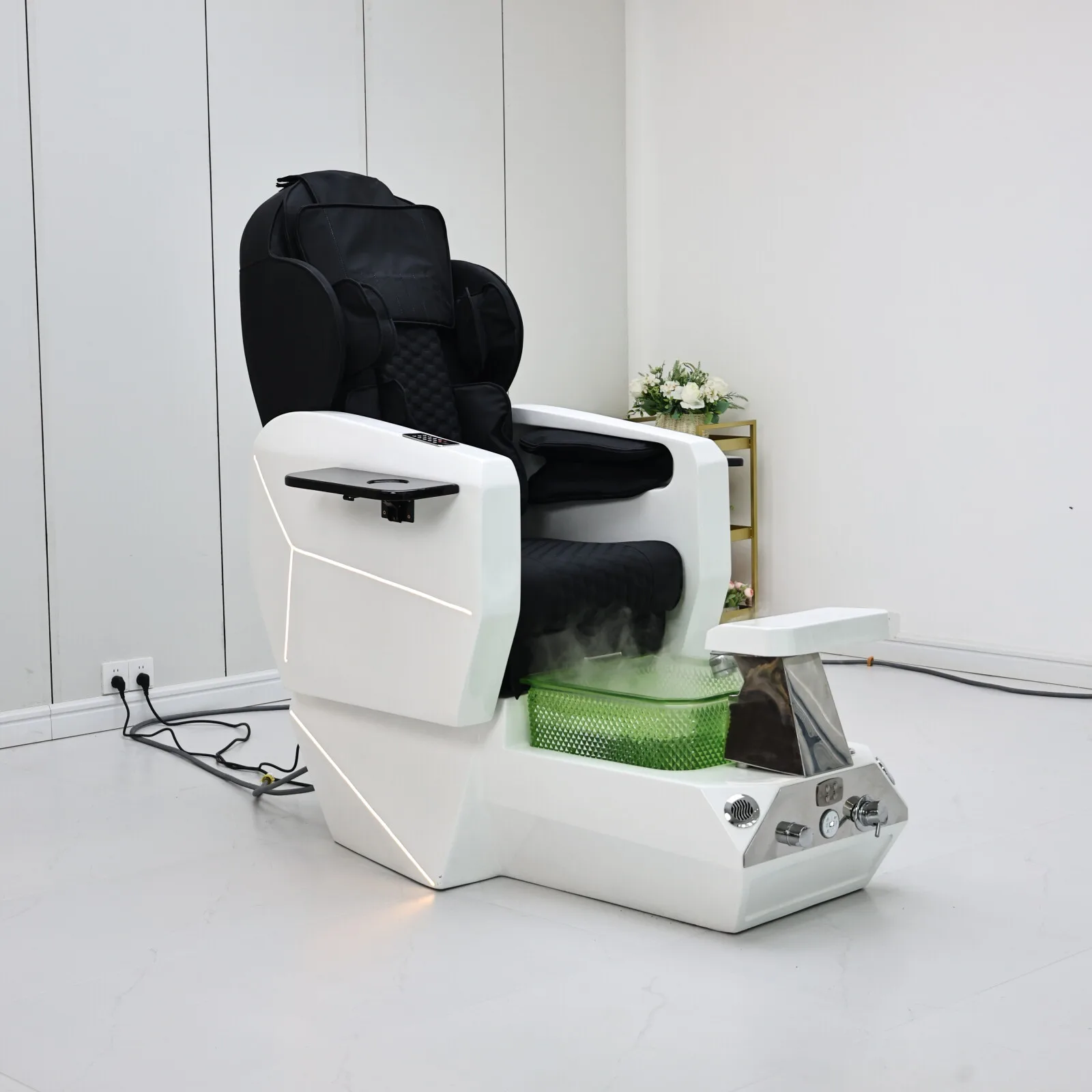 Pedicure Massage Chair Foot Bath Leather Adjustable Backrest Nail Salon Manicure Spa Chair Mobile With Ambient Light