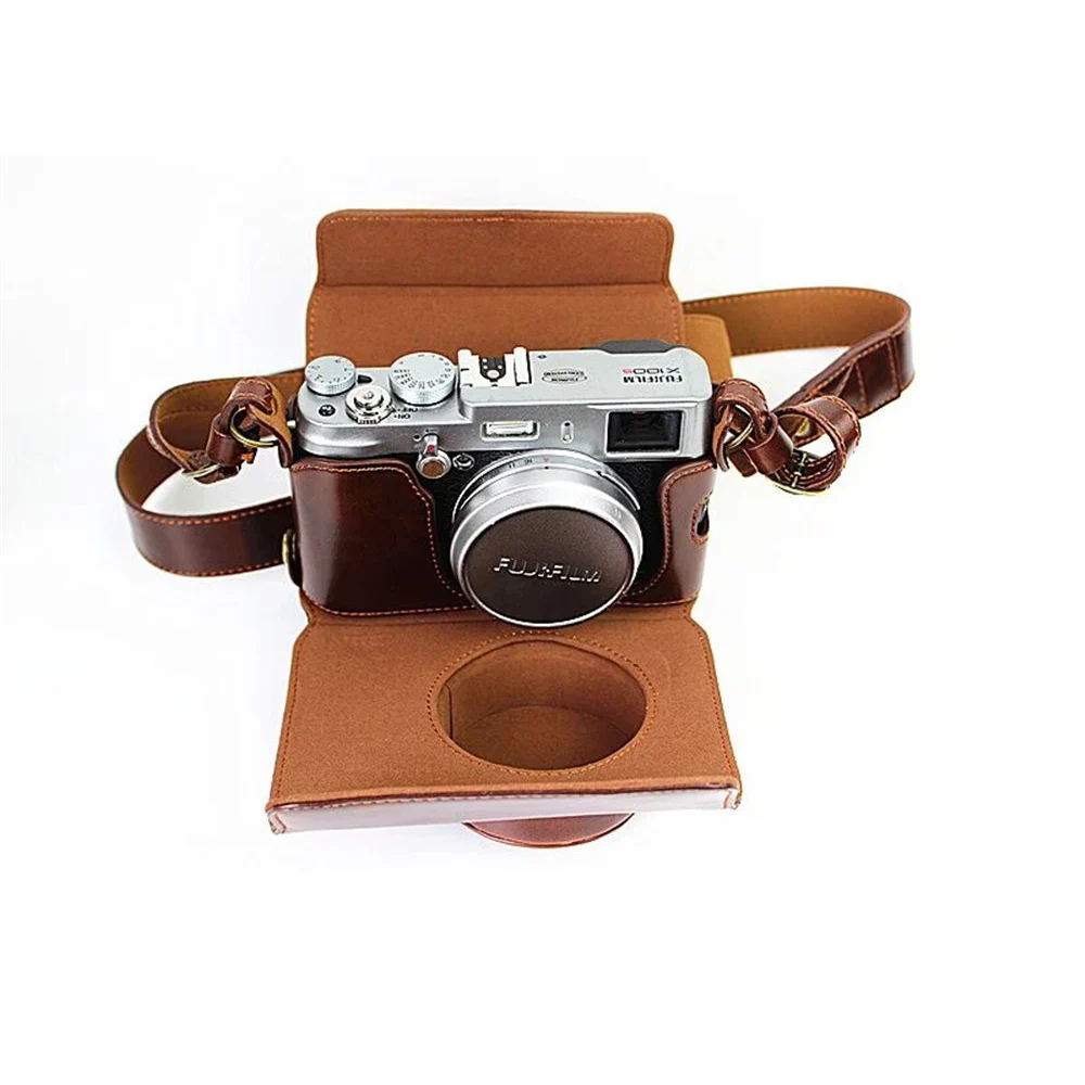 

Camera Bag Case for Fujifilm Fuji X100 X100S Battery Opening Luxury PU Leather With Strap