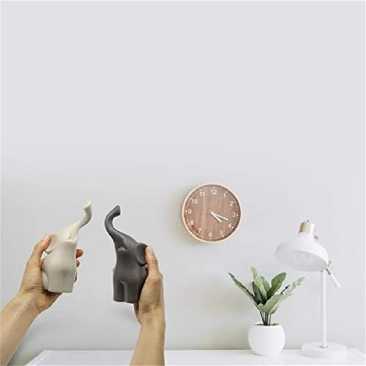 REST Loving Pair of Elephants in Beige & Grey - Modern Ceramic Sculpture - Figurine As A Set - Decoration Figure - Ornament