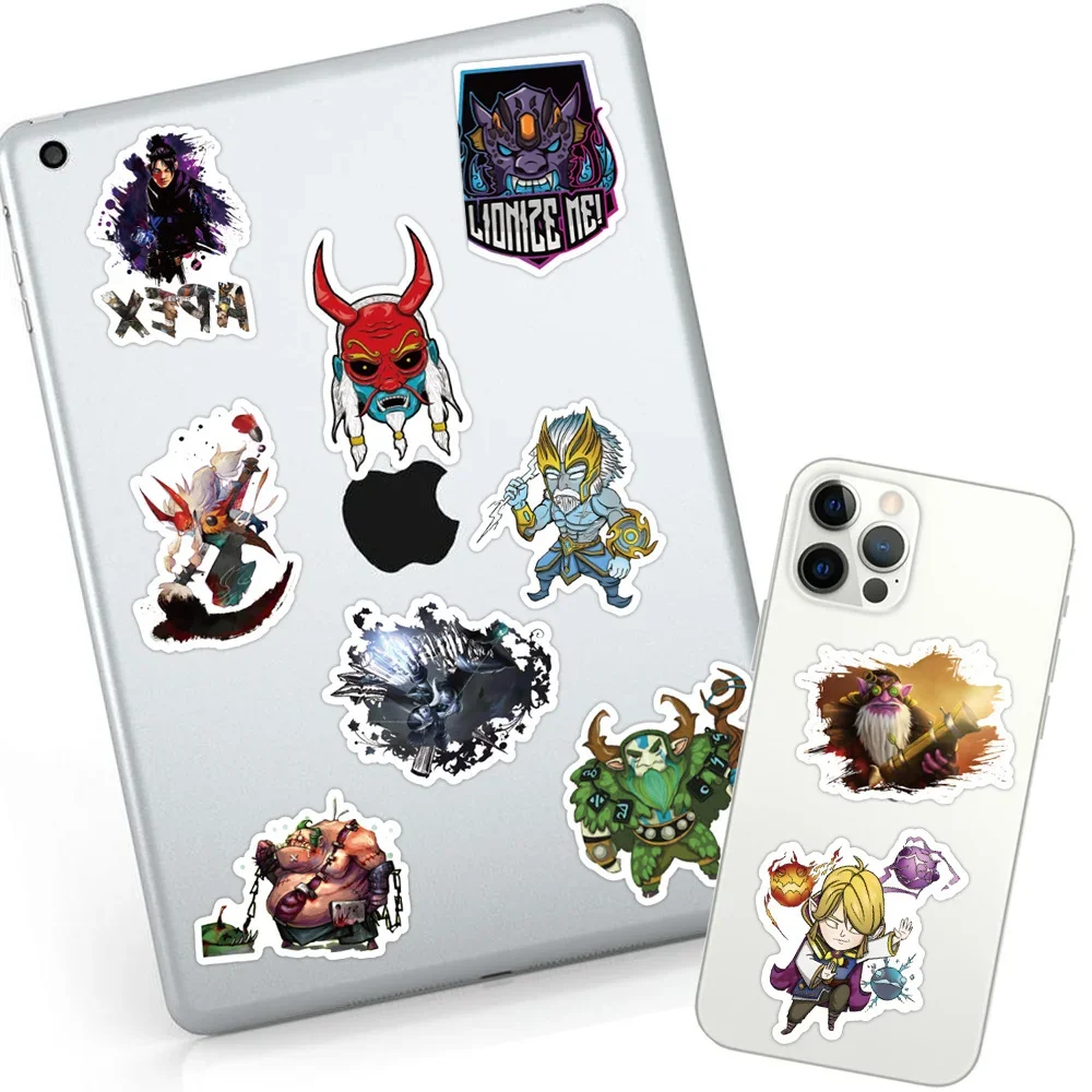 Dota 2 لعبة ملصقات الكرتون مضحك للأطفال ، ملصقات للدراجات ، حقيبة ، رائع ، كمبيوتر محمول ، الكتابة على الجدران ، لوح التزلج ، 10 قطعة ، 50 قطعة