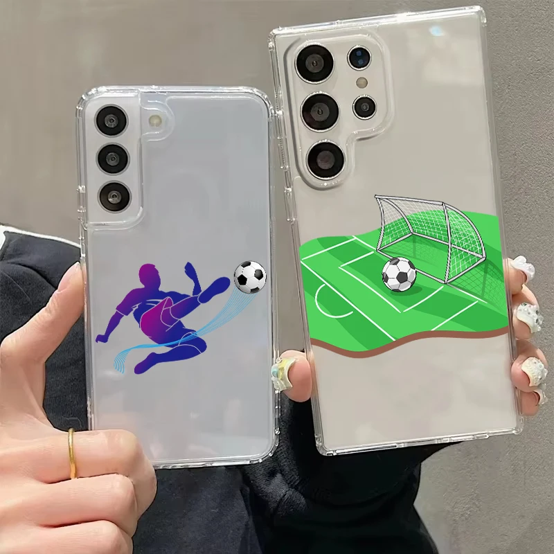 Sports Football Transparent Cover for Samsung Galaxy S26 S25 S24 S23 S22 S20 S21 FE Ultra S25 Edge S24 S23 Plus 5G Phone Case
